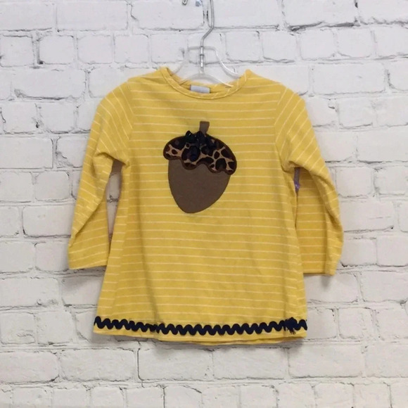 Bailey Boys Yello Stripe Acorn Long Sleeve Dress size 2T - Picture 1 of 7
